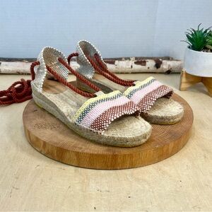 CASTANER Sue Lace-Up Canvas Wedge Espadrille Sandals - Size 38/7.5